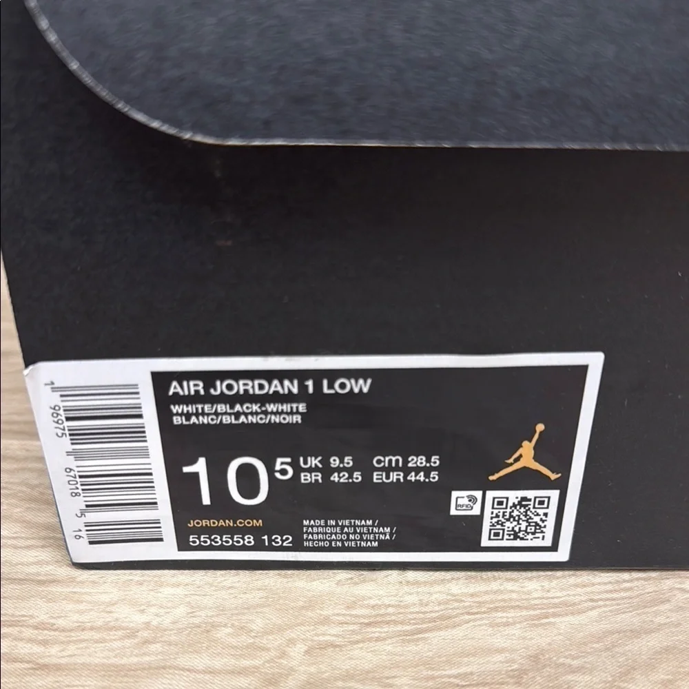 Air Jordan 1 Low Sneakers White/Black - 10.5